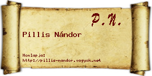 Pillis Nándor névjegykártya