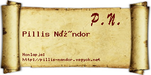 Pillis Nándor névjegykártya